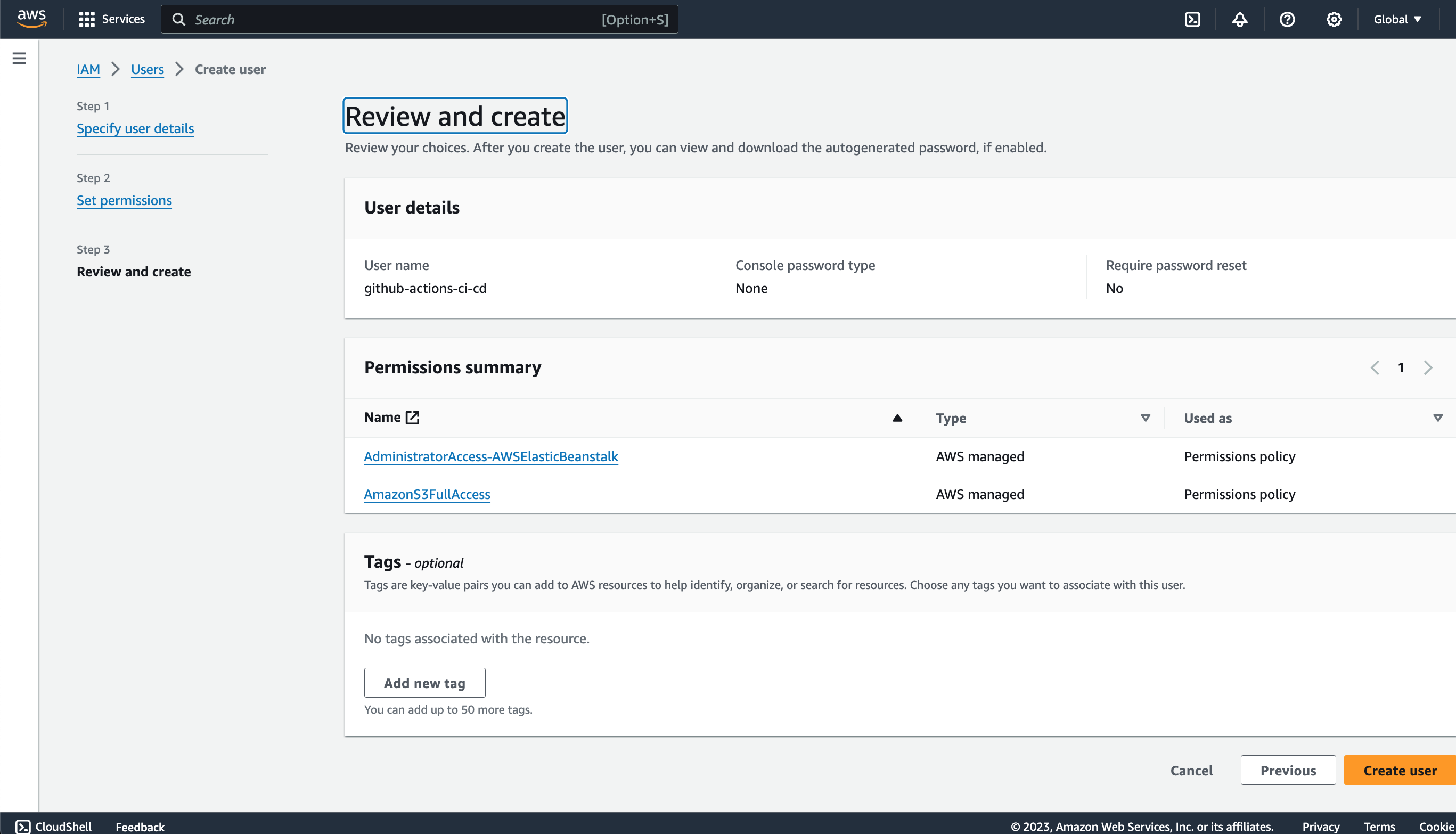 Review and Create IAM User